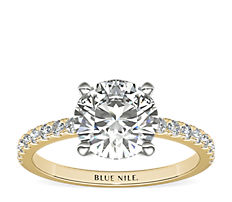 Petite Pavé Diamond Engagement Ring in 18k Yellow Gold (1/4 ct. tw.) 